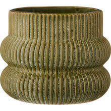 Załaduj obraz do przeglądarki galerii, Doniczka z rowkami Postarzana zieleń Ib Laursen