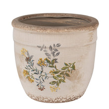 Załaduj obraz do przeglądarki galerii, Doniczka kamienna ceramiczna w kwiaty retro 16 x 14 cm Clayre Eef
