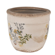 Załaduj obraz do przeglądarki galerii, Doniczka kamienna ceramiczna w kwiaty retro 16 x 14 cm Clayre Eef
