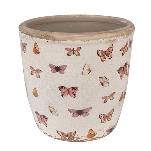 Doniczka ceramiczna motylki 16 x 16 cm retro Clayre Eef