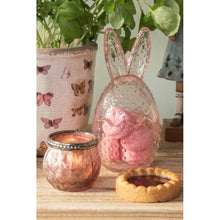 Załaduj obraz do przeglądarki galerii, Szklane jajko pojemnik bomboniera z uszami królika pudrowy róż retro Clayre Eef
