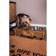 Załaduj obraz do przeglądarki galerii, Miska dla psa lub kota drewniana złota na stojaku retro Clayre Eef

