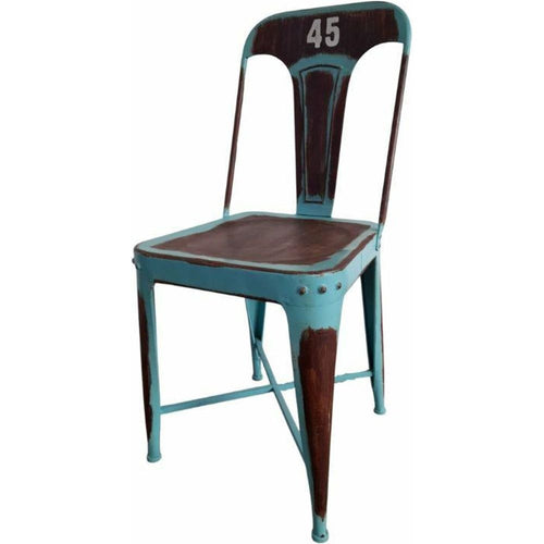 Krzesło industrialne Loft 45 turkusowo brązowe Belldeco