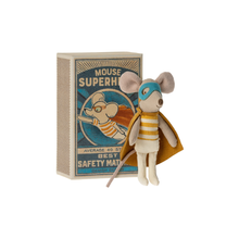 Załaduj obraz do przeglądarki galerii, Maileg myszka Superbohater- Super hero mouse, Little brother in matchbox
