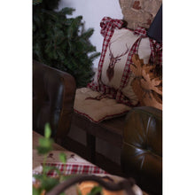 Załaduj obraz do przeglądarki galerii, Poszewka na poduszkę głowa renifera czerwona krata Clayre Eef