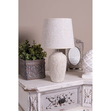 Załaduj obraz do przeglądarki galerii, Lampa stołowa ceramiczna beżowa z naturalnym abażurem Clayre Eef
