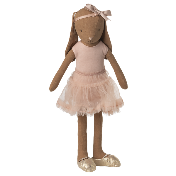 Króliczek rozmiar 3, Czekoladowy brąz - Strój baletowy i spódnica różowa Maileg