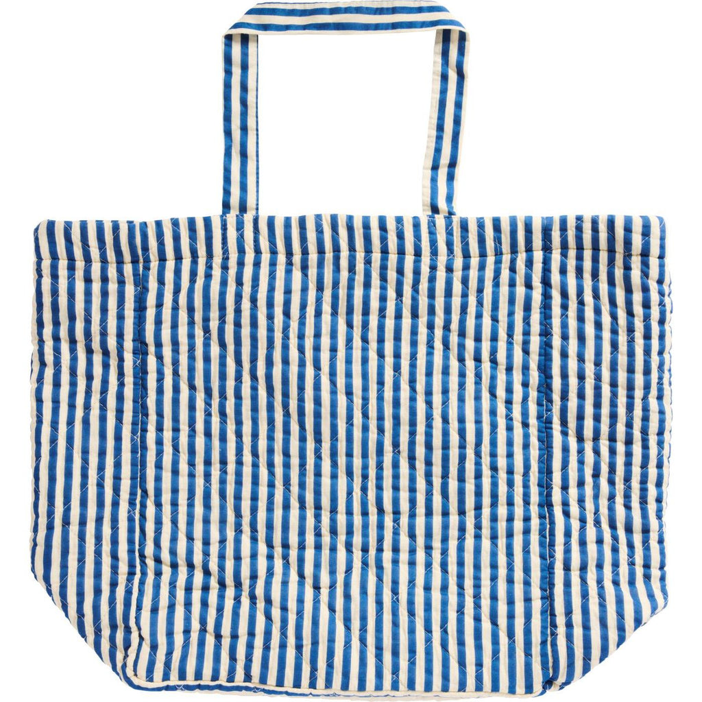 Torba pikowana w paski w kolorze ecru i niebieskim na zakupy / plażowa Ib Laursen