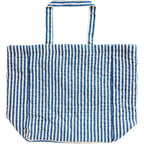 Torba pikowana w paski w kolorze ecru i niebieskim na zakupy / plażowa Ib Laursen