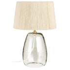 Lampa stołowa Sea z szklaną podstawą i kremowym kloszem z juty Ib Laursen