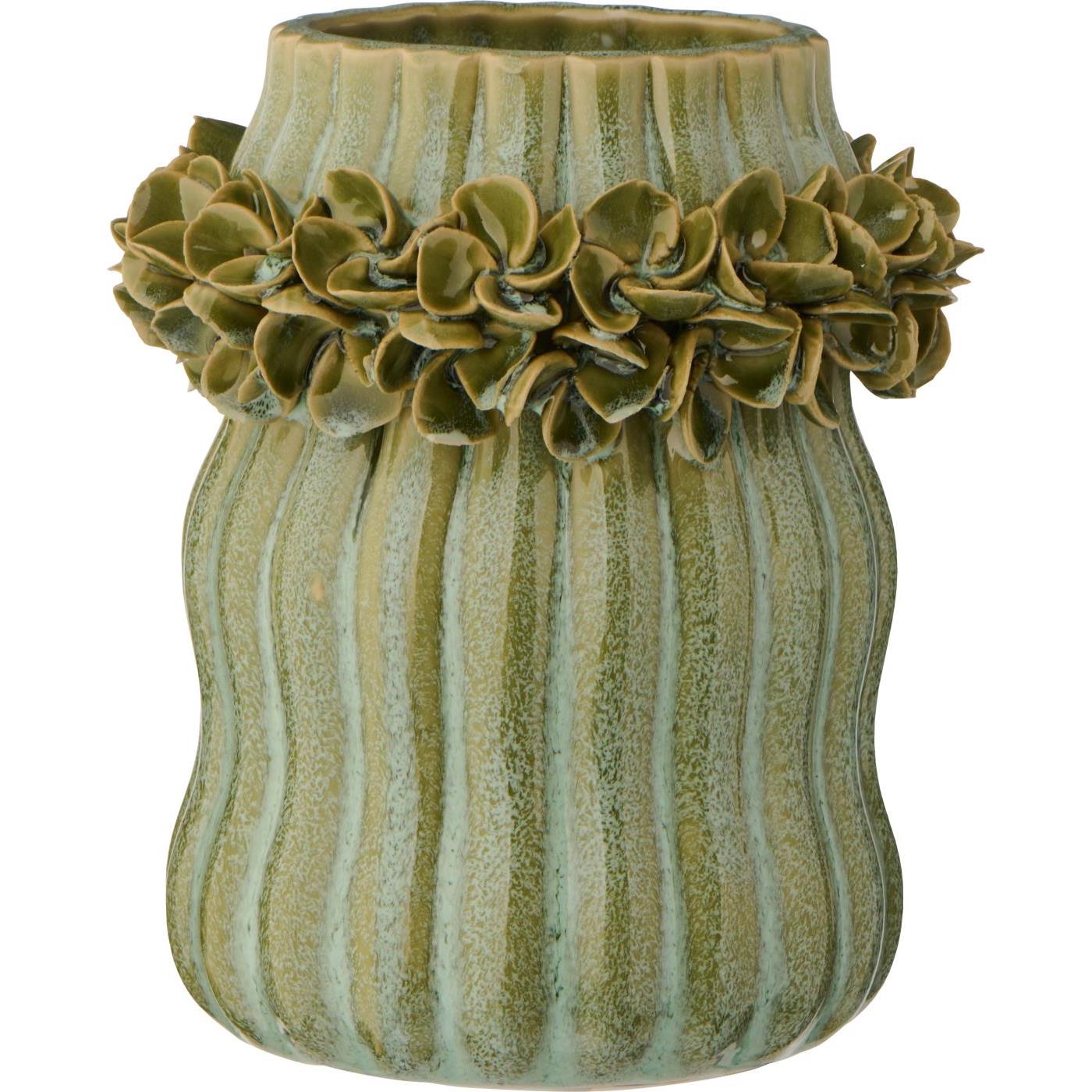 Wazon szkliwiony Hortensja zielony ceramiczny Ib Laursen