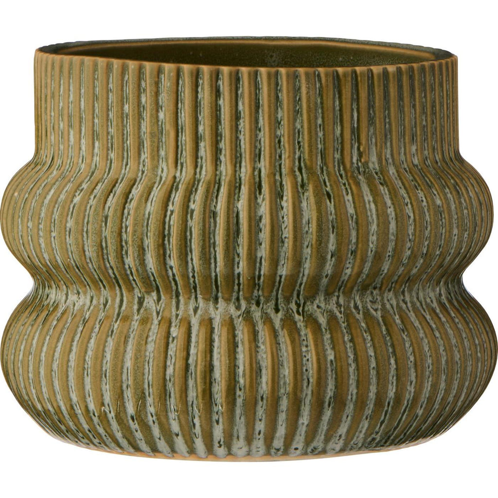 Doniczka z rowkami Postarzana zieleń S Ib Laursen