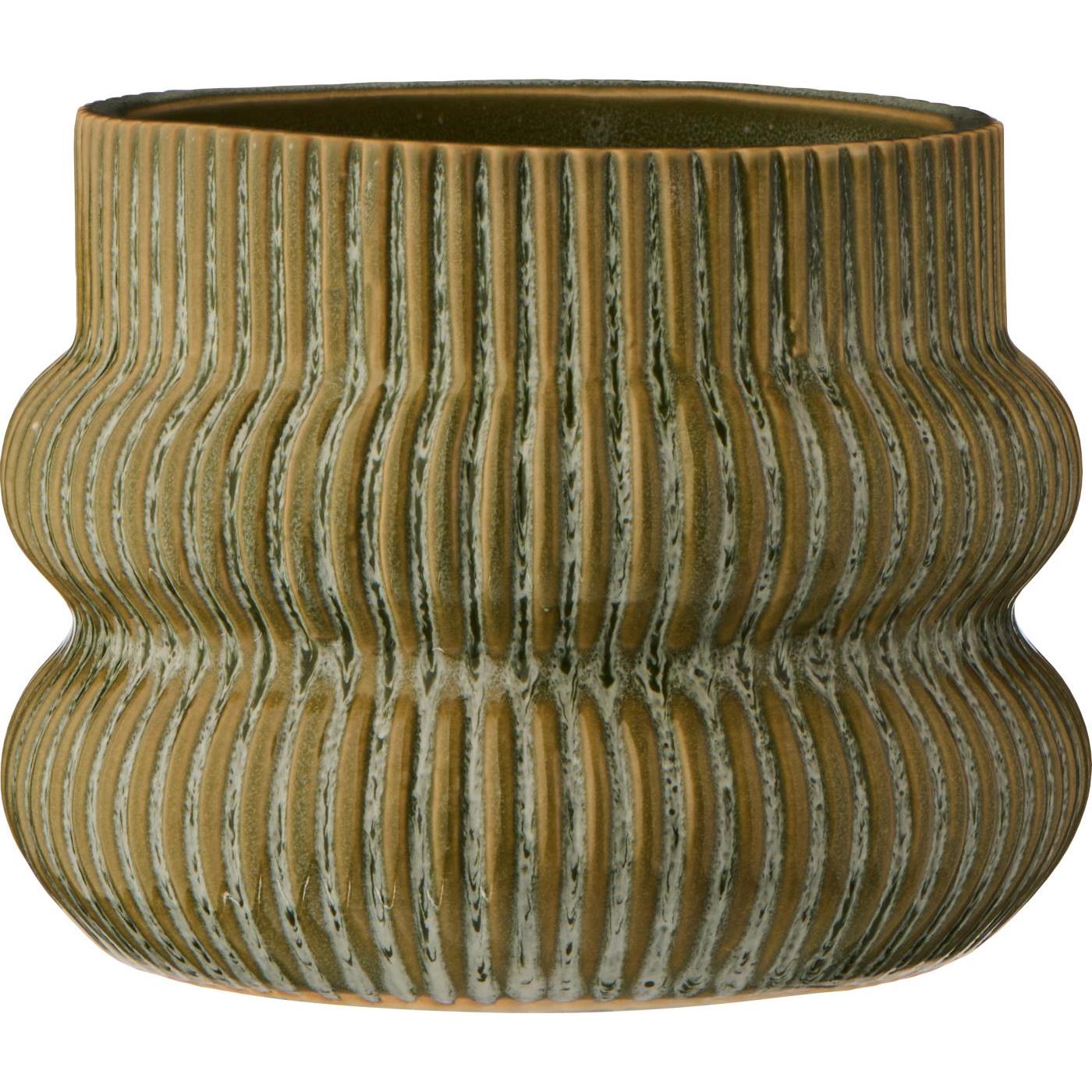 Doniczka z rowkami Postarzana zieleń S Ib Laursen