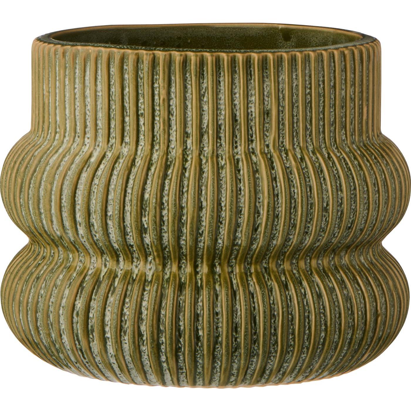 Doniczka z rowkami Postarzana zieleń Ib Laursen