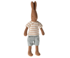 Maileg króliczek brązowy Rabbit size 1 Striped blouse and shorts