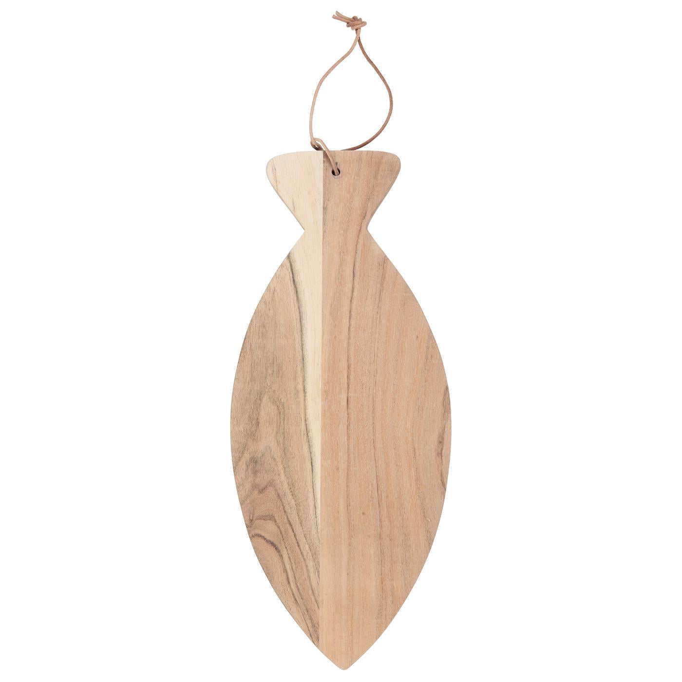 Deska do krojenia ze skórzanym sznurkiem podłużna ryba drewno akacjowe Ib Laursen