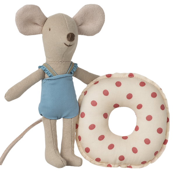 Myszka plażowa młodsza siostra z kołem w czerwone kropki Maileg