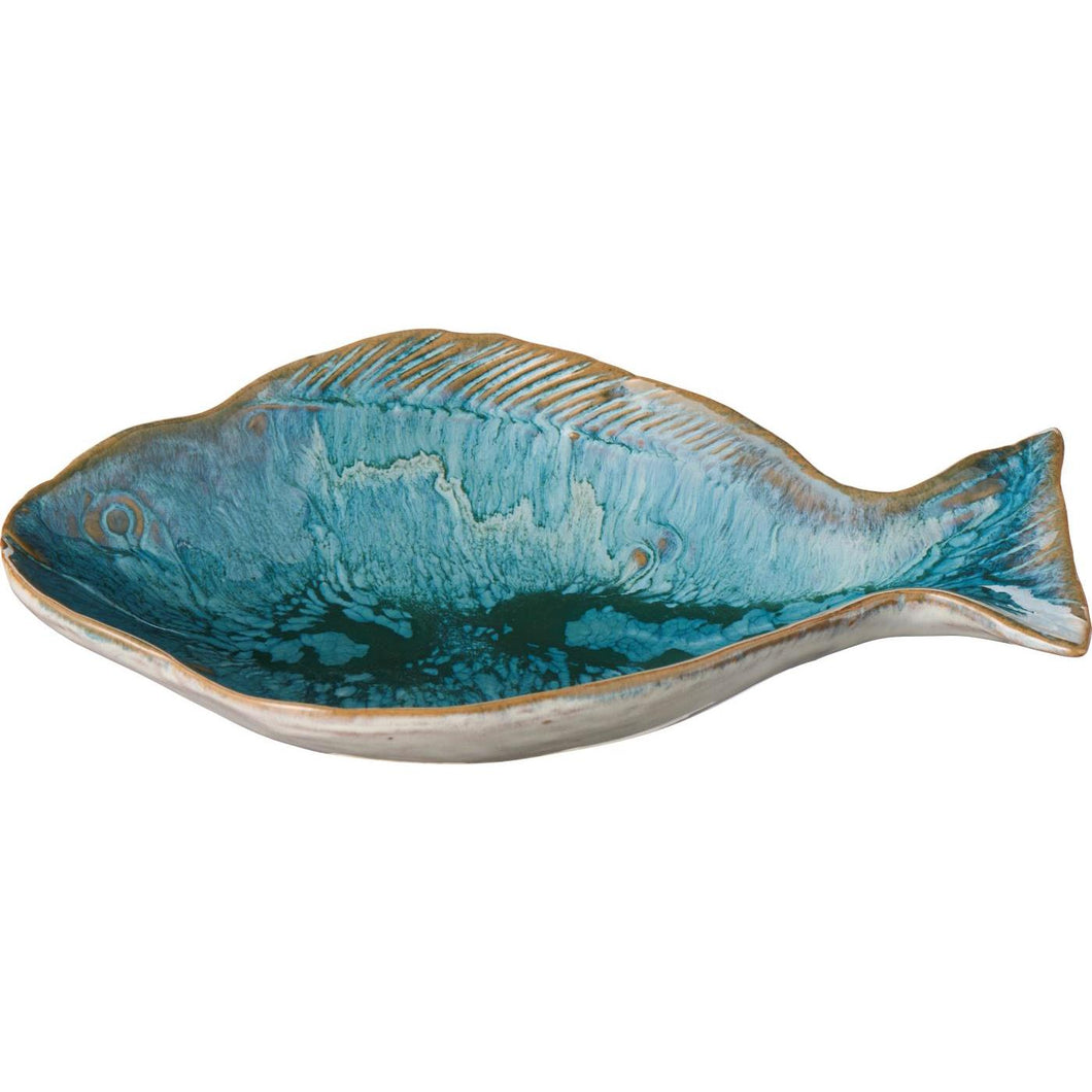 Miska Ocean Blue kamienna duża w kształcie ryby M Ib Laursen