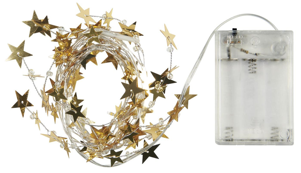 Lampki sznurkowe z 20 złotymi gwiazdkami do wewnątrz Ib Laursen