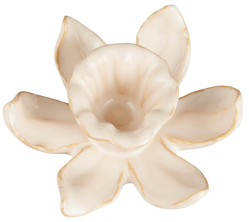 Świecznik ceramiczny kwiat żonkil  kremowy pojedyńczy Ib Laursen