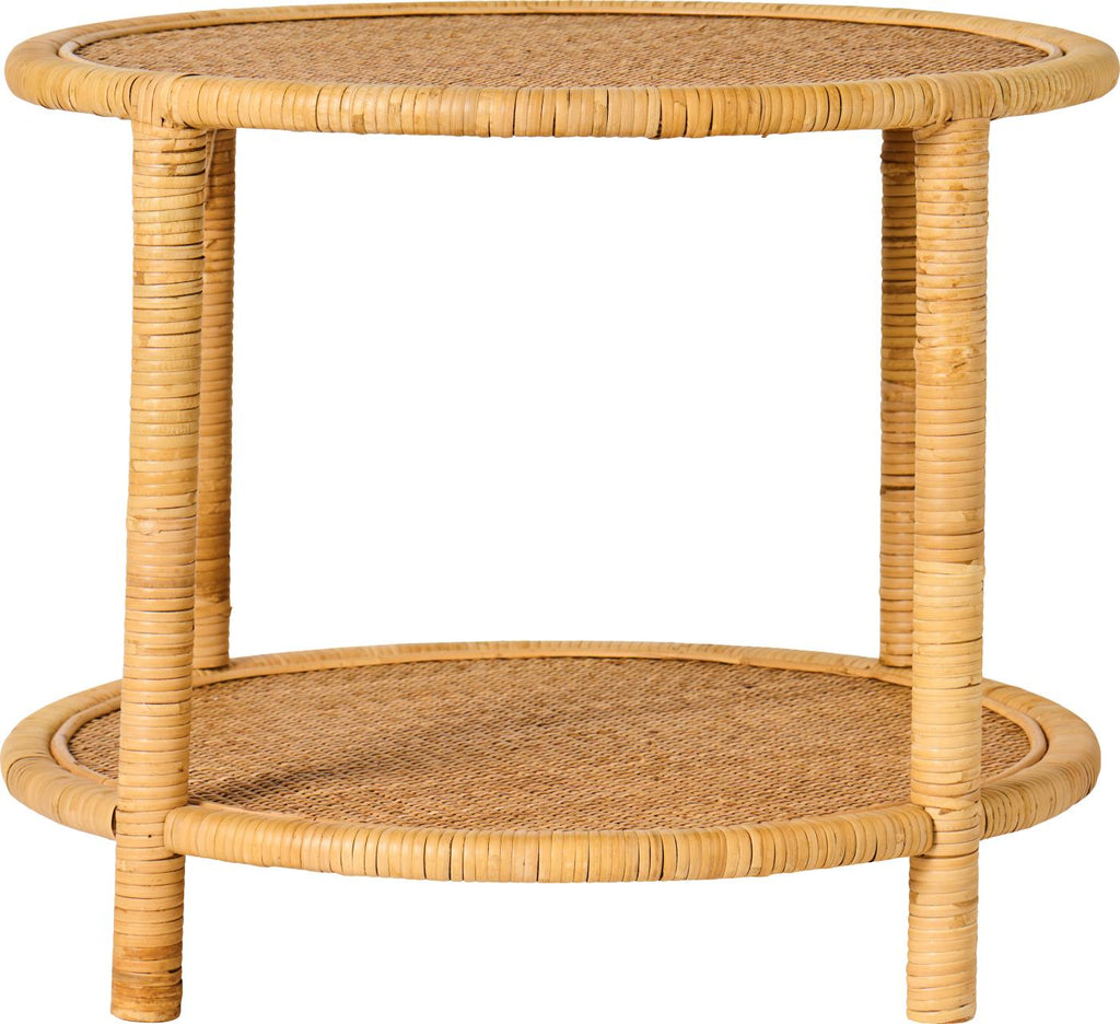 Stół , stolik boczny/kawowy z plecionym blatem i 4 nogami z rattanu Ib Lursen