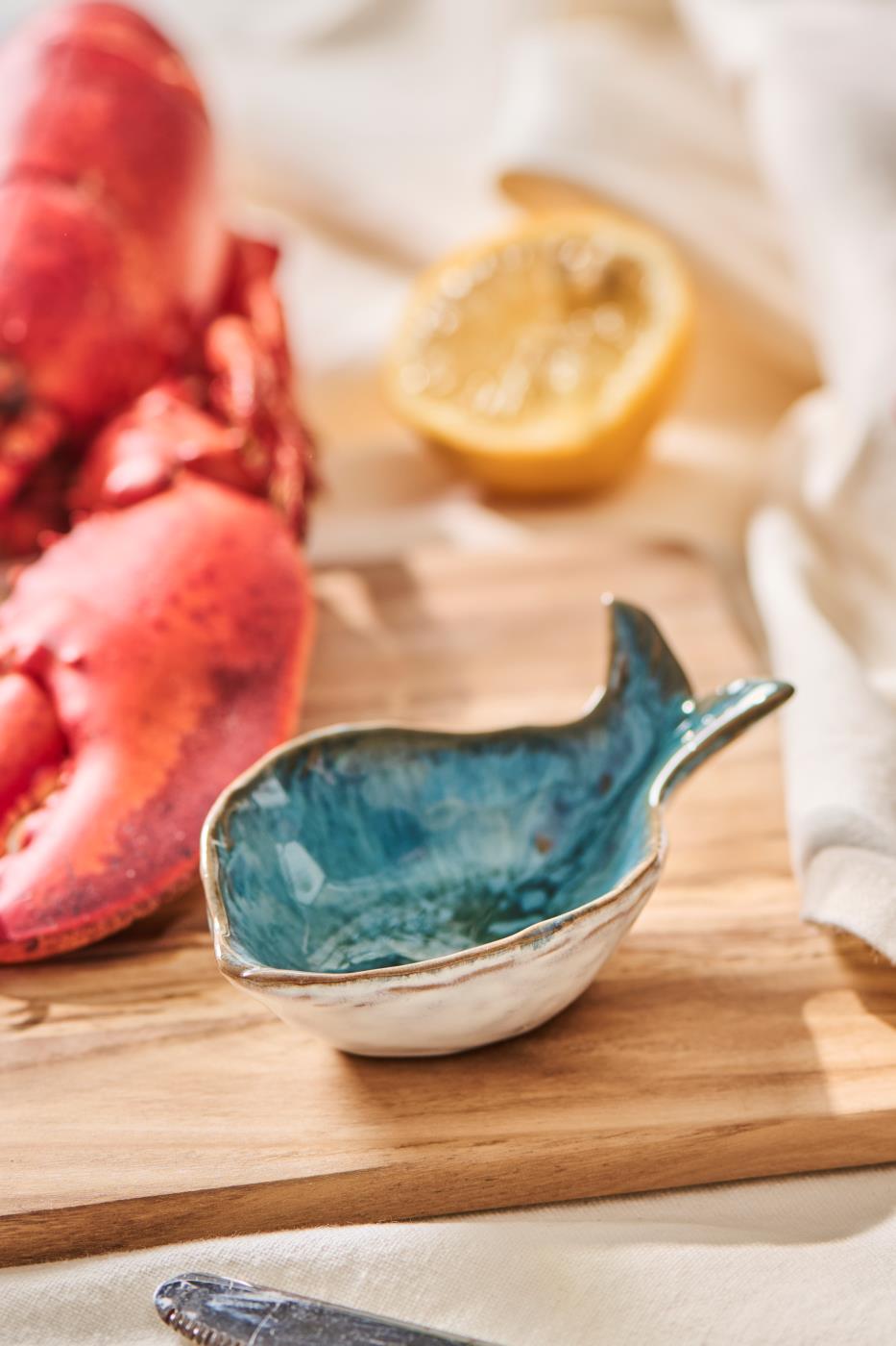 Miska Ocean Blue kamienna duża w kształcie ryby M Ib Laursen