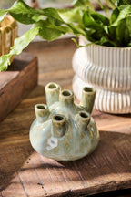 Wazon z 6 otworami Marina ceramiczny przydymiona zieleń Ib Laursen