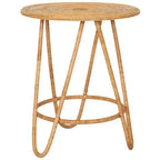 Stół , stolik kawowy okrągły z 3 nogami rattan wysoki Ib Laursen