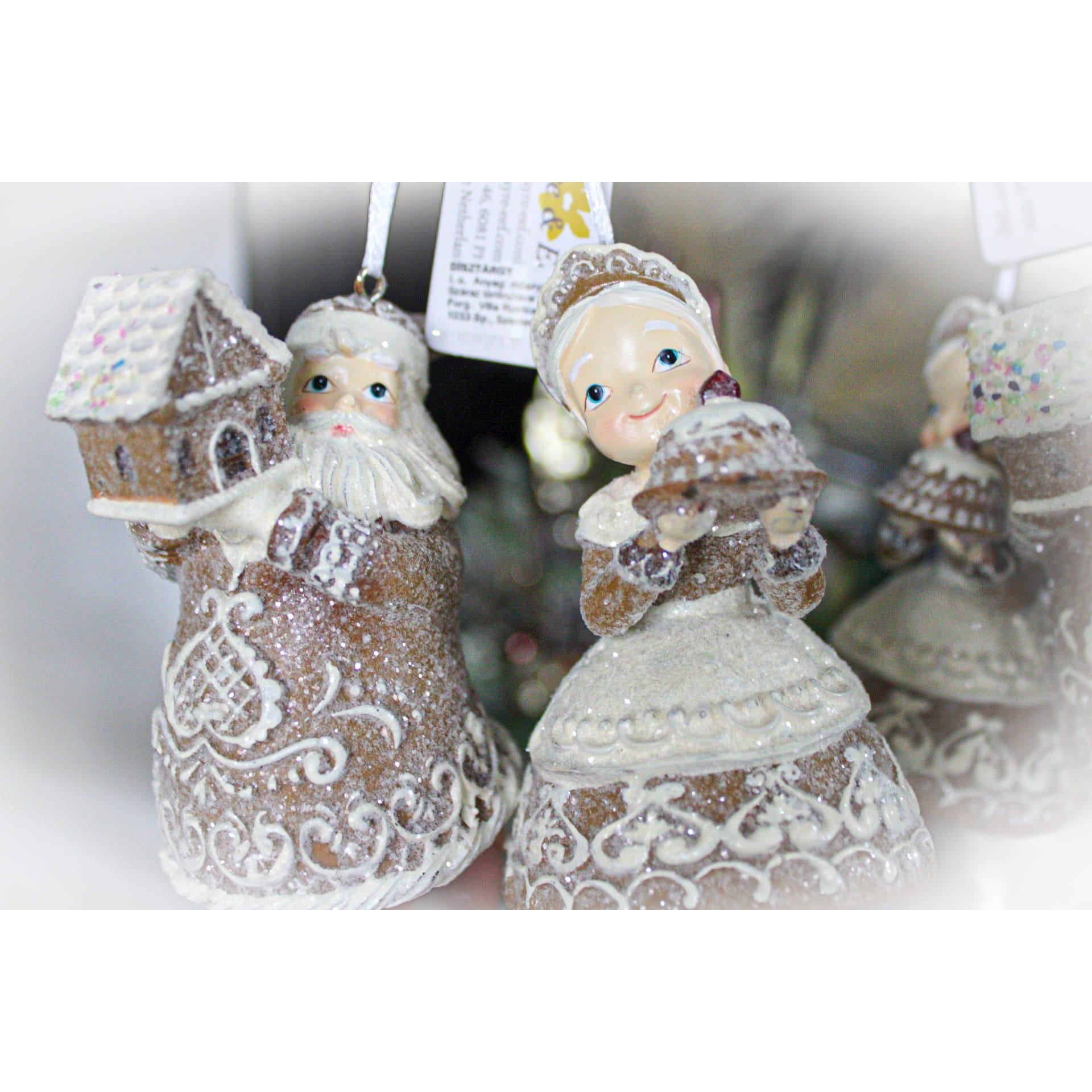 Wiszące ozdoby piernikowe , zestaw 2 szt. mikołaj i laleczka retro Clayre Eef