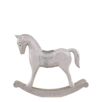 Koń na biegunach z brokatem kremowy retro Chic Antique