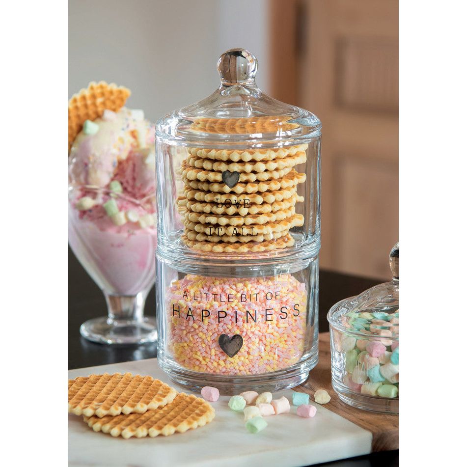 Szklany słoik ozdobny dwu poziomowy serce Love 10 x 21 cm Clayre Eef