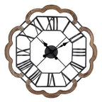 Zegar ścienny duży metalowy tarcza w drewnianej ramie 70 cm Clasyre Eef