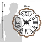 Zegar ścienny duży metalowy tarcza w drewnianej ramie 70 cm Clasyre Eef