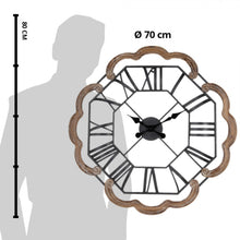 Załaduj obraz do przeglądarki galerii, Zegar ścienny duży metalowy tarcza w drewnianej ramie 70 cm Clasyre Eef
