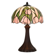 Załaduj obraz do przeglądarki galerii, Lampa stołowa Tiffany 40 cm biurkowa szklana witrażowa różowa Clayre Eef
