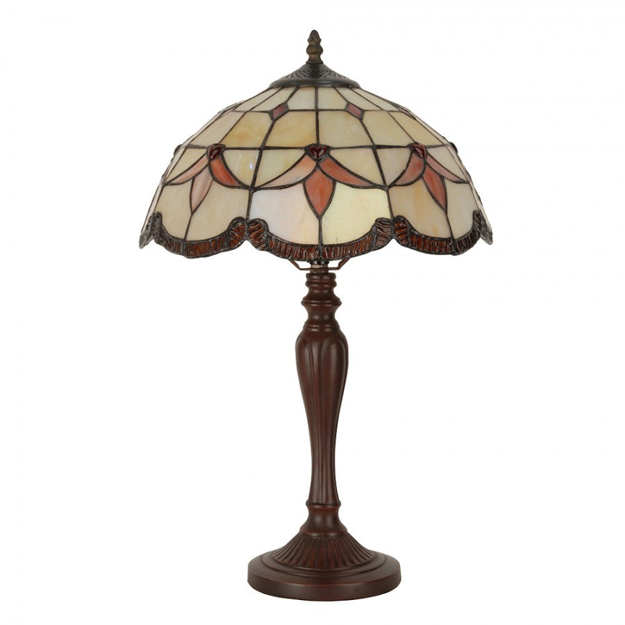 Lampa stołowa Tiffany 53 cm biurkowa witrażowa beżowa Clayre Eef