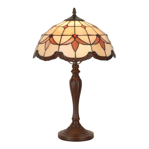 Lampa stołowa Tiffany 53 cm biurkowa witrażowa beżowa Clayre Eef