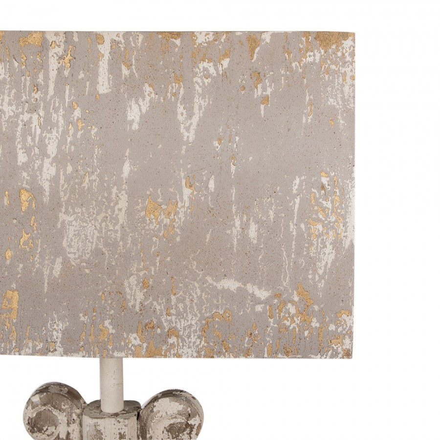 Lampa stołowa drewniana vintage beżowo-szara 83 cm Clayre Eef