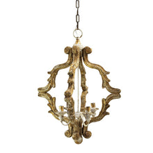 Załaduj obraz do przeglądarki galerii, Lampa wisząca prowansalska drewniana złota Clayre Eef
