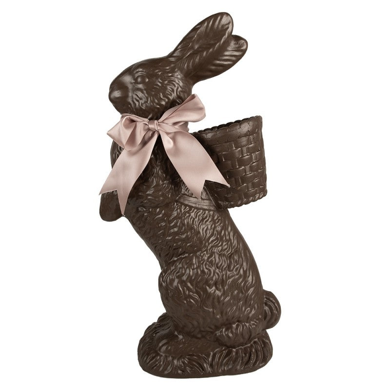 Figurka Królik 52 cm Brązowy z różową kokardką Clayre & Eef