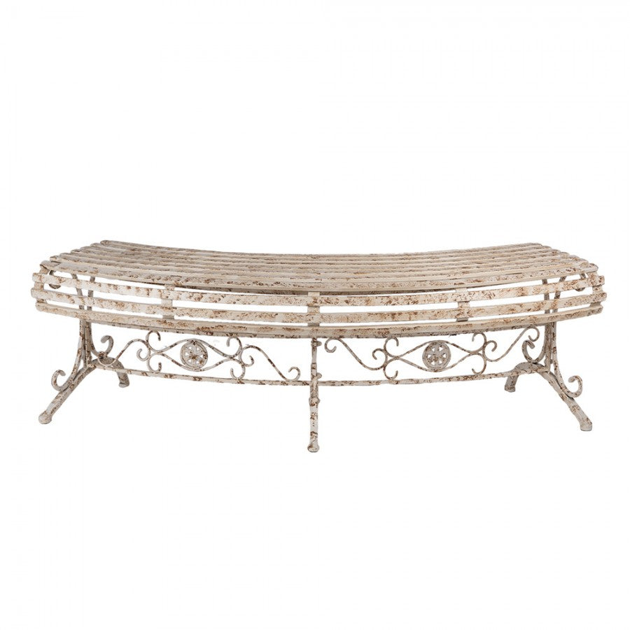 Ławka ogrodowa 157x55x48 cm Beżowa Metalowa