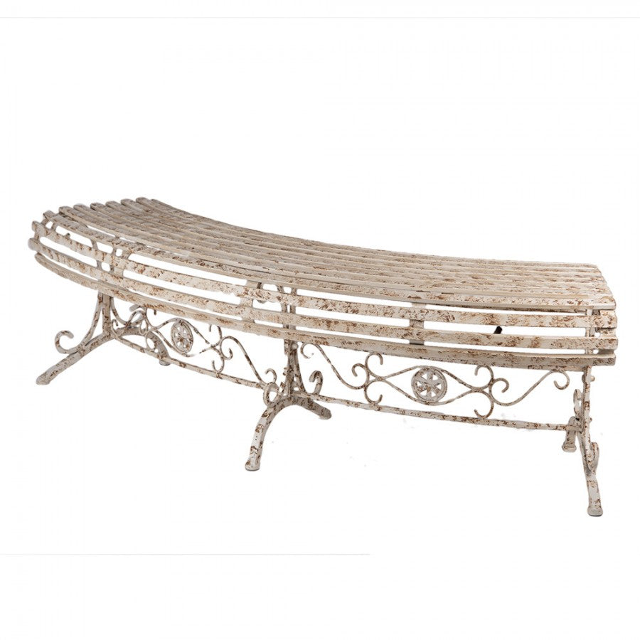 Ławka ogrodowa 157x55x48 cm Beżowa Metalowa