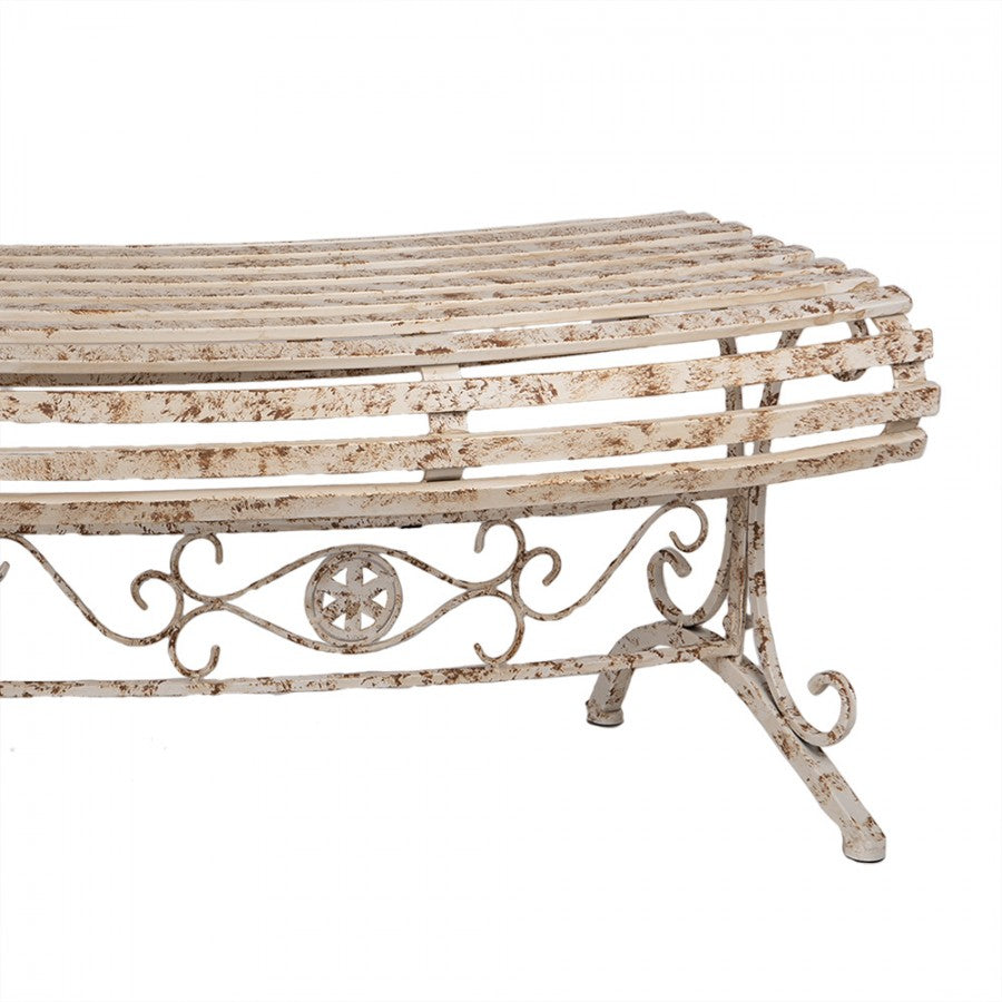 Ławka ogrodowa 157x55x48 cm Beżowa Metalowa