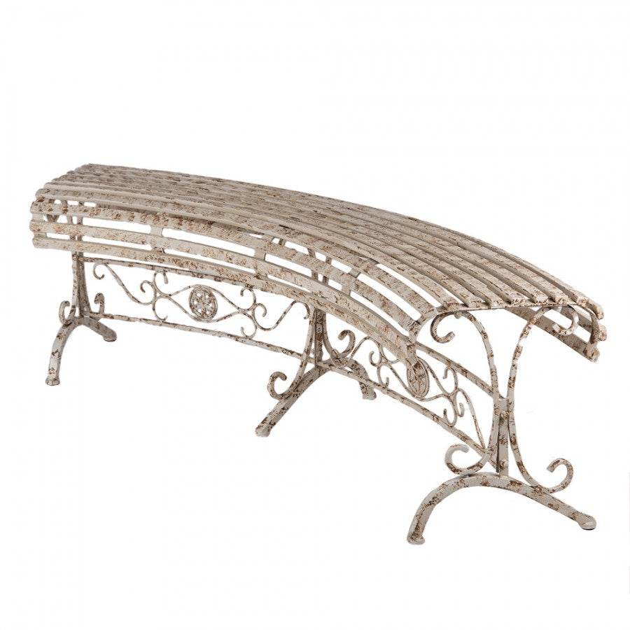 Ławka ogrodowa 157x55x48 cm Beżowa Metalowa