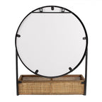 Lustro ścienne z półeczką rattanową okrągłe 37 cm vintage Clayre Eef