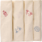 Obrus Atlantis kwadratowy z homarami, krabami i muszlami krem 150 x 150  Ib Laursen