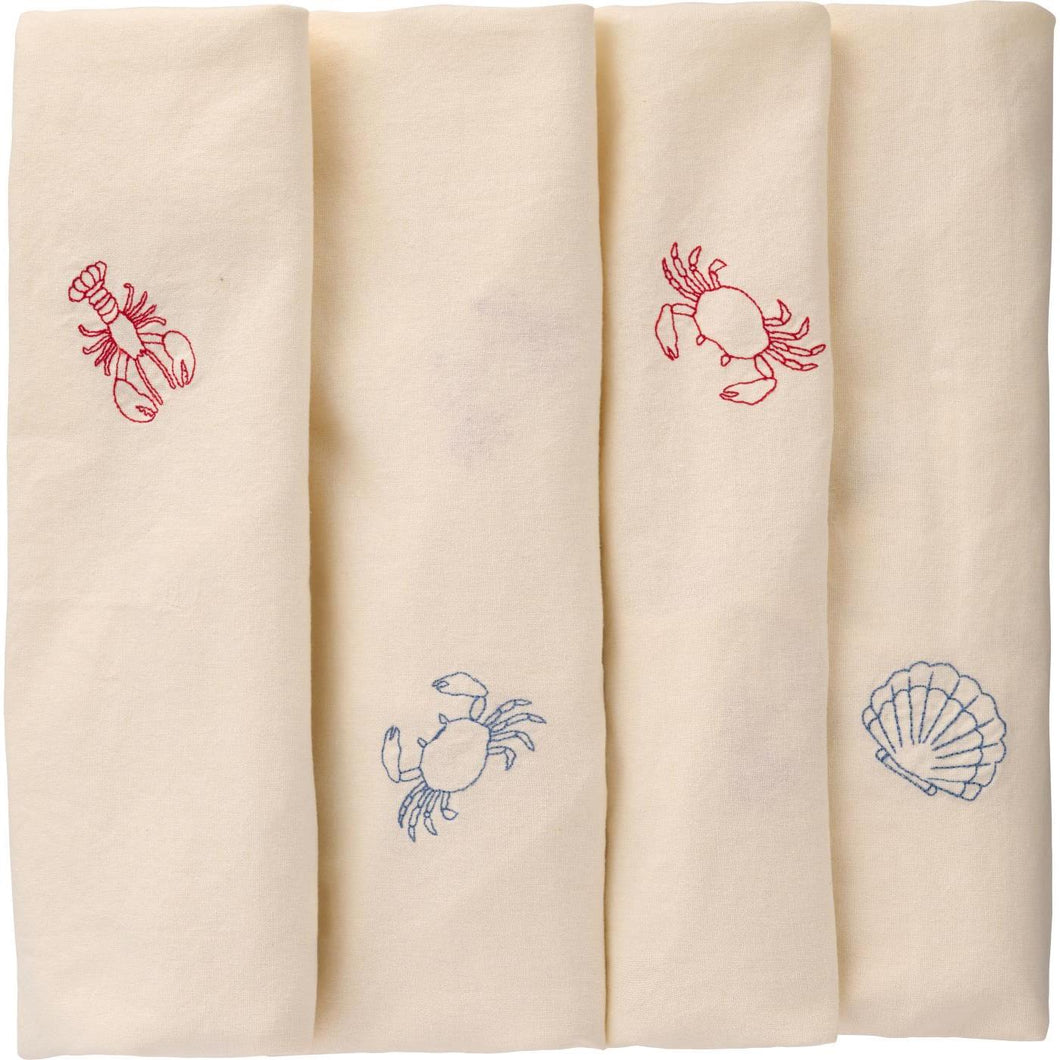 Obrus Atlantis kwadratowy z homarami, krabami i muszlami krem 150 x 150  Ib Laursen