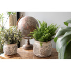 Doniczka , osłonka ceramiczna szaro beżowa kwiaty 20 x 8 cm Claye Eef