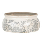 Doniczka , osłonka ceramiczna szaro beżowa kwiaty 20 x 8 cm Claye Eef
