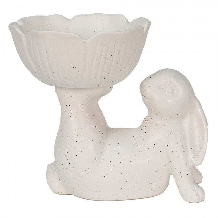 Figurka królik biały z miseczką leżący Clayre Eef